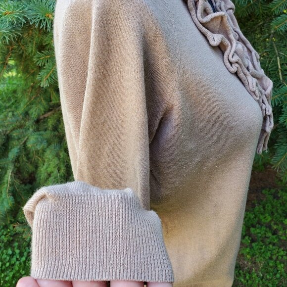 Talbots Tan Ruffle Button Cardigan - Picture 5 of 7